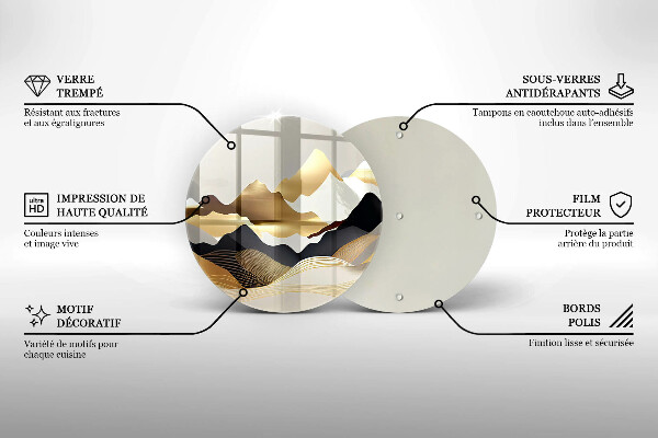 Deska kuchenna szklana Abstrakcja złote góry