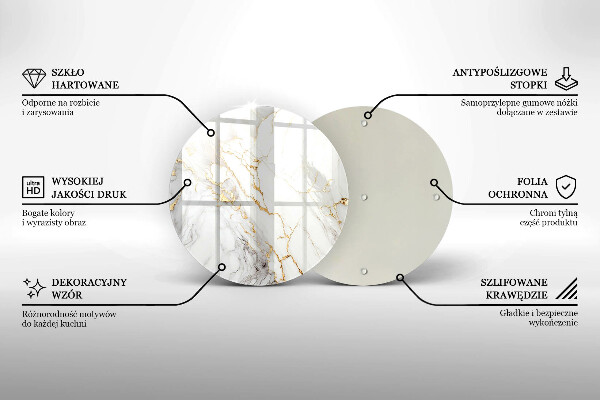 Deska kuchenna szklana Jasny marmur ze złotem