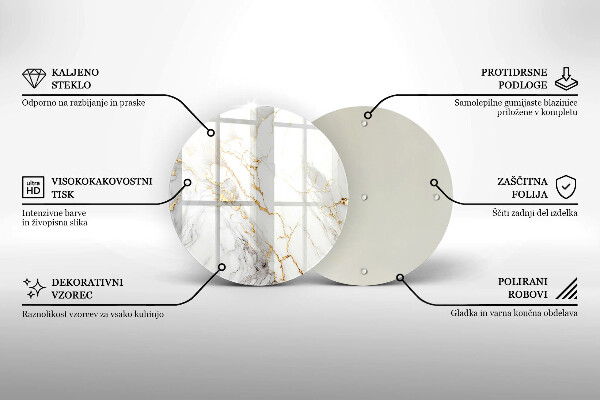 Deska kuchenna szklana Jasny marmur ze złotem