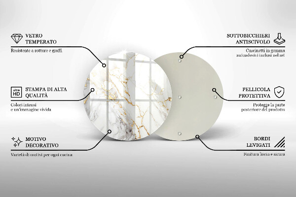 Deska kuchenna szklana Jasny marmur ze złotem