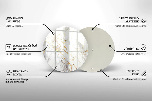 Deska kuchenna szklana Jasny marmur ze złotem