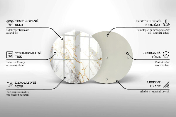 Deska kuchenna szklana Jasny marmur ze złotem