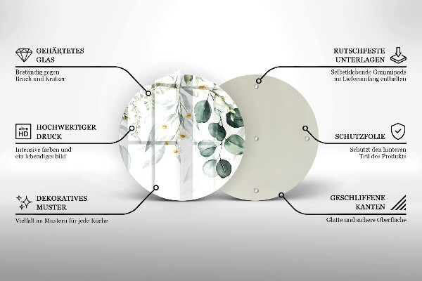 Deska kuchenna szklana Akwarelowe rośliny