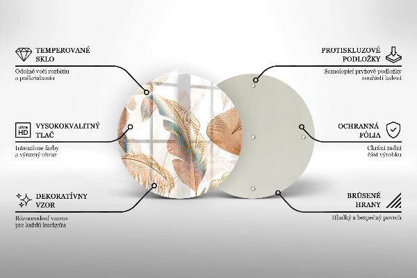 Deska kuchenna szklana Boho pióra i liście