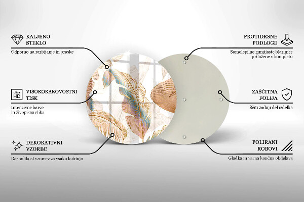 Deska kuchenna szklana Boho pióra i liście