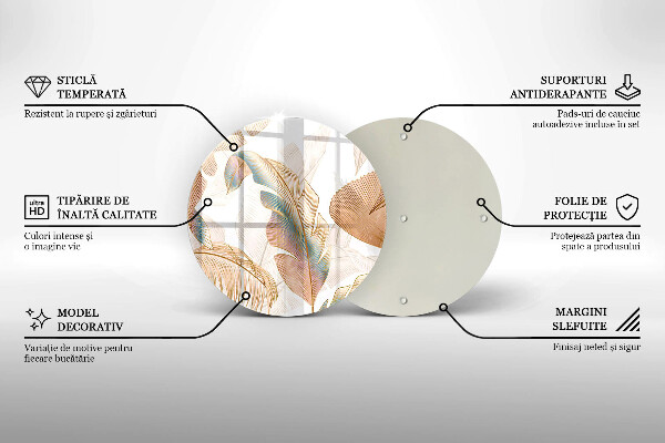 Deska kuchenna szklana Boho pióra i liście