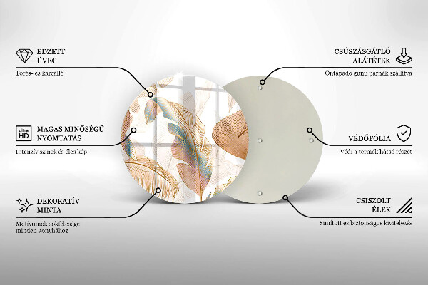 Deska kuchenna szklana Boho pióra i liście