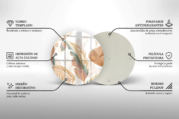 Deska kuchenna szklana Boho pióra i liście