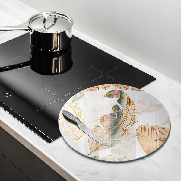 Deska kuchenna szklana Boho pióra i liście