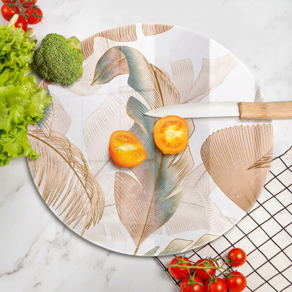 Deska kuchenna szklana Boho pióra i liście