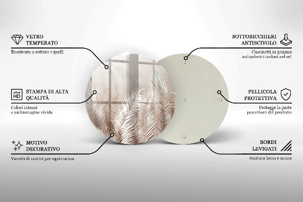 Deska kuchenna szklana Roślinność boho liście
