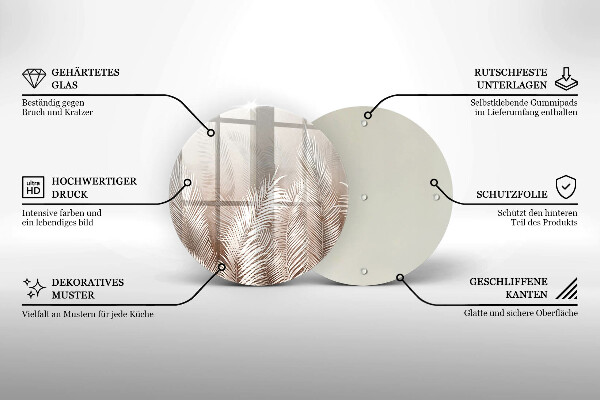 Deska kuchenna szklana Roślinność boho liście