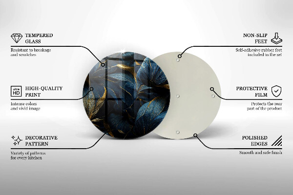 Deska kuchenna szklana Ozdobne liście ze złotem