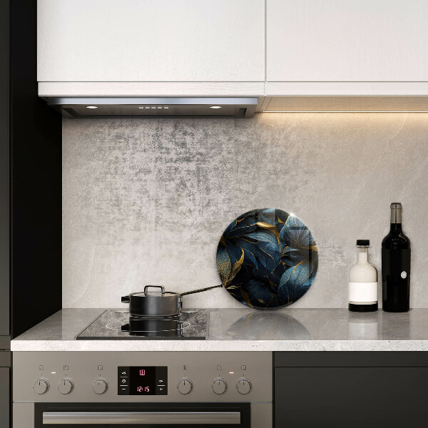 Deska kuchenna szklana Ozdobne liście ze złotem