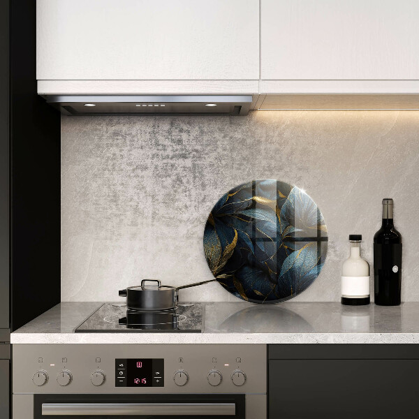 Deska kuchenna szklana Ozdobne liście ze złotem