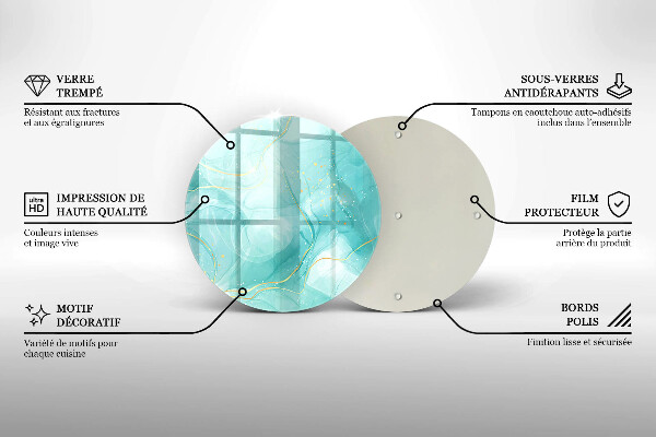 Deska kuchenna szklana Błękitno-złota abstrakcja