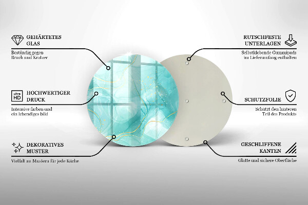 Deska kuchenna szklana Błękitno-złota abstrakcja