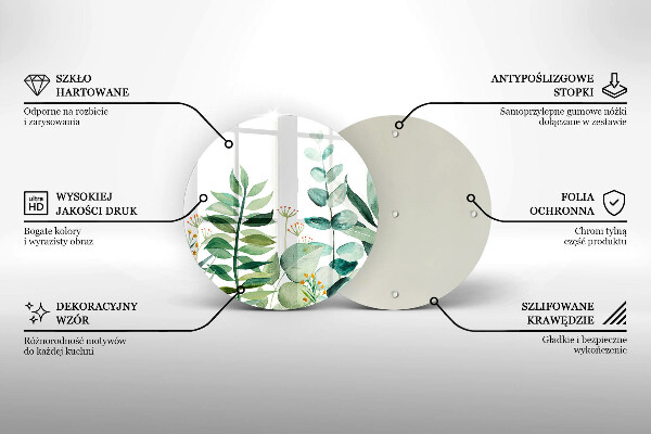 Deska kuchenna szklana Ilustracja liście rośliny
