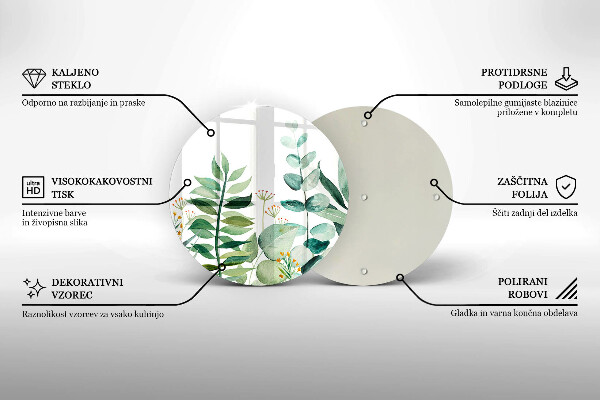 Deska kuchenna szklana Ilustracja liście rośliny
