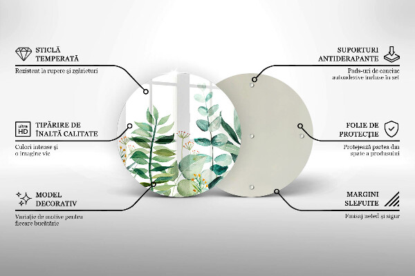 Deska kuchenna szklana Ilustracja liście rośliny