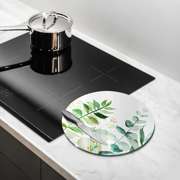 Deska kuchenna szklana Ilustracja liście rośliny