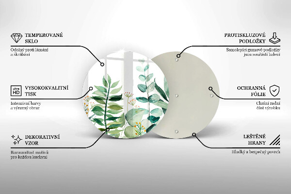 Deska kuchenna szklana Ilustracja liście rośliny