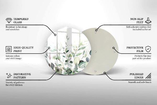 Deska kuchenna szklana Akwarelowe rośliny
