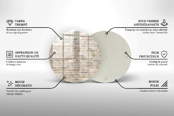 Deska kuchenna szklana Ściana jasne cegły