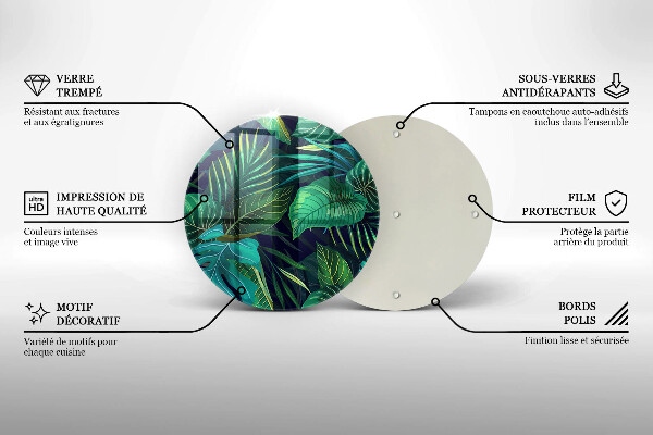 Deska kuchenna szklana Ilustracja dżungla liście