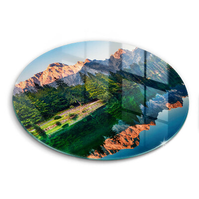 Deska kuchenna szklana Las i górskie jezioro