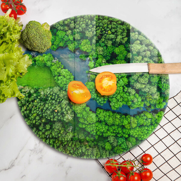 Deska kuchenna szklana Las i rzeka z lotu ptaka