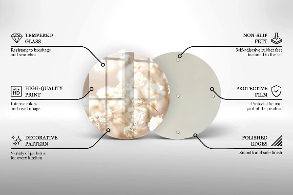 Deska kuchenna szklana Delikatne białe kwiaty
