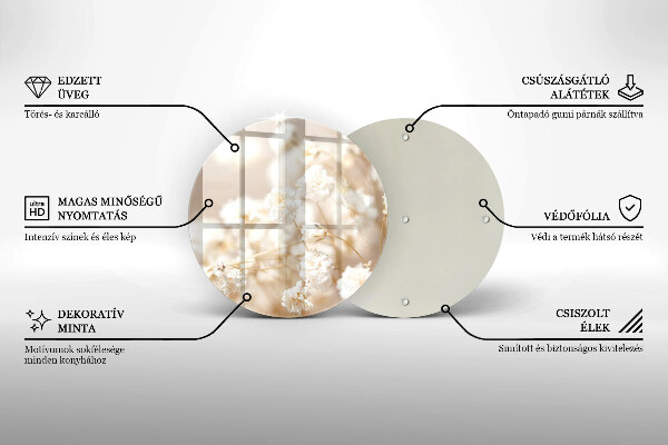 Deska kuchenna szklana Delikatne białe kwiaty