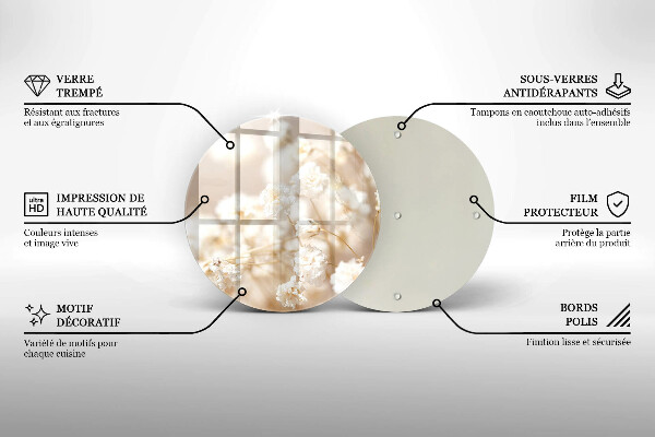 Deska kuchenna szklana Delikatne białe kwiaty