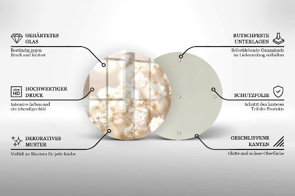 Deska kuchenna szklana Delikatne białe kwiaty