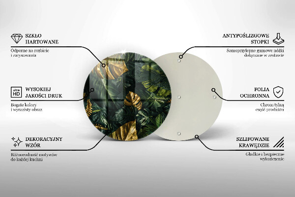 Deska kuchenna szklana Złote liście monstery