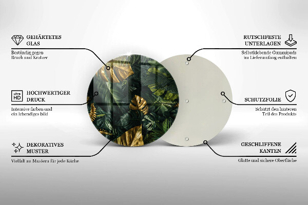 Deska kuchenna szklana Złote liście monstery