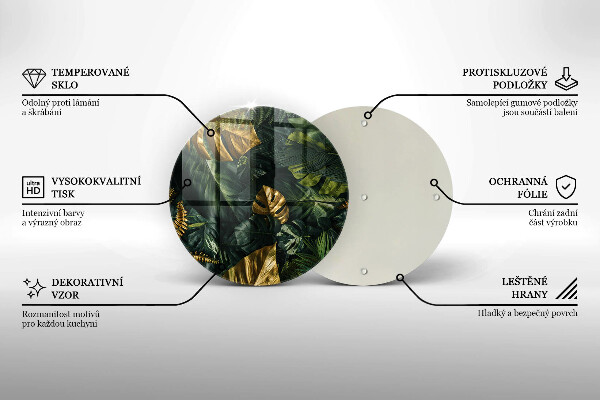 Deska kuchenna szklana Złote liście monstery