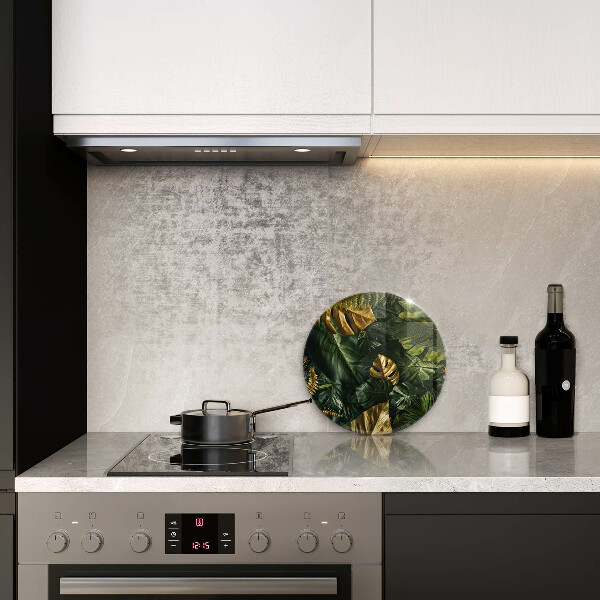 Deska kuchenna szklana Złote liście monstery