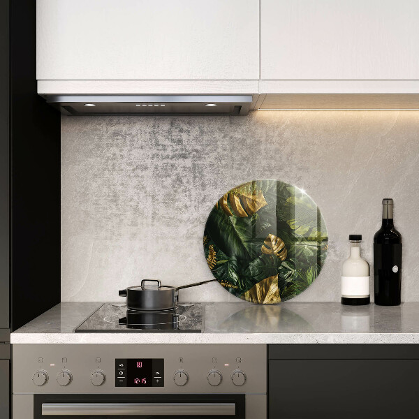 Deska kuchenna szklana Złote liście monstery