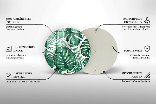 Deska kuchenna szklana Liście monstery