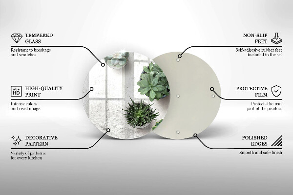 Deska kuchenna szklana Sukulenty na betonie