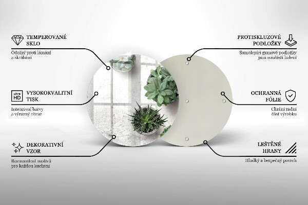 Deska kuchenna szklana Sukulenty na betonie
