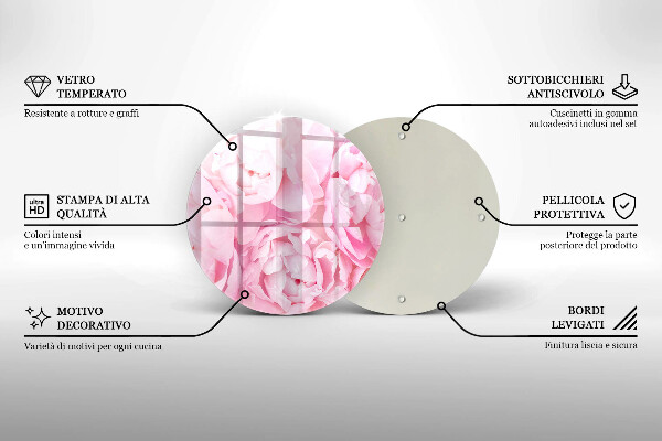 Deska kuchenna szklana Delikatne piwonie