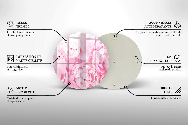 Deska kuchenna szklana Delikatne piwonie