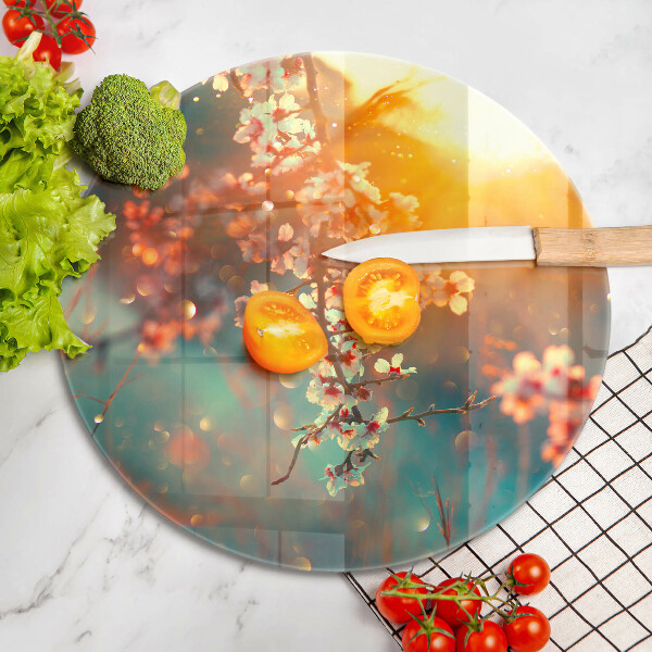 Deska kuchenna szklana Kwiaty jabłoni w słońcu