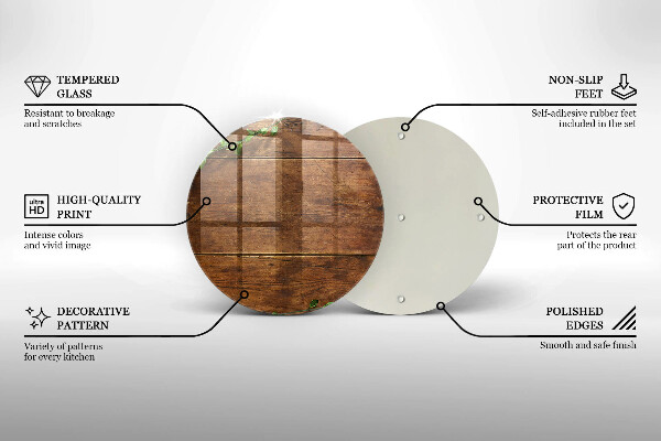 Deska kuchenna szklana Drewniane deski i liście