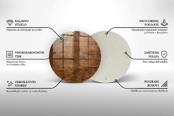 Deska kuchenna szklana Drewniane deski i liście