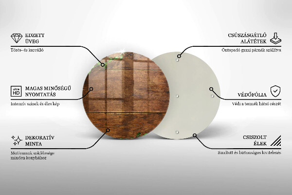 Deska kuchenna szklana Drewniane deski i liście