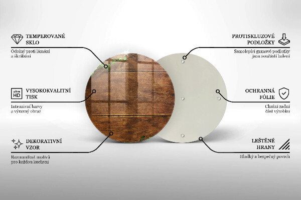 Deska kuchenna szklana Drewniane deski i liście